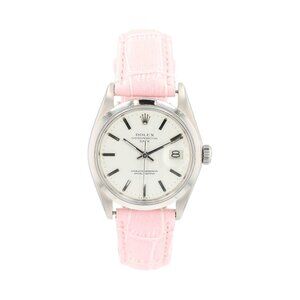 Rolex Date 1500 36mm White Index Dial Smooth Bezel leather Band